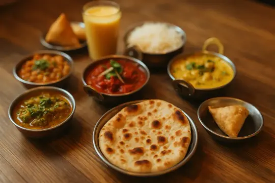 Pyszne indyjskie jedzenie we Wrocławiu: curry, ryż, samosy i naan. Idealne miejsce, gdzie zjeść we Wrocławiu.